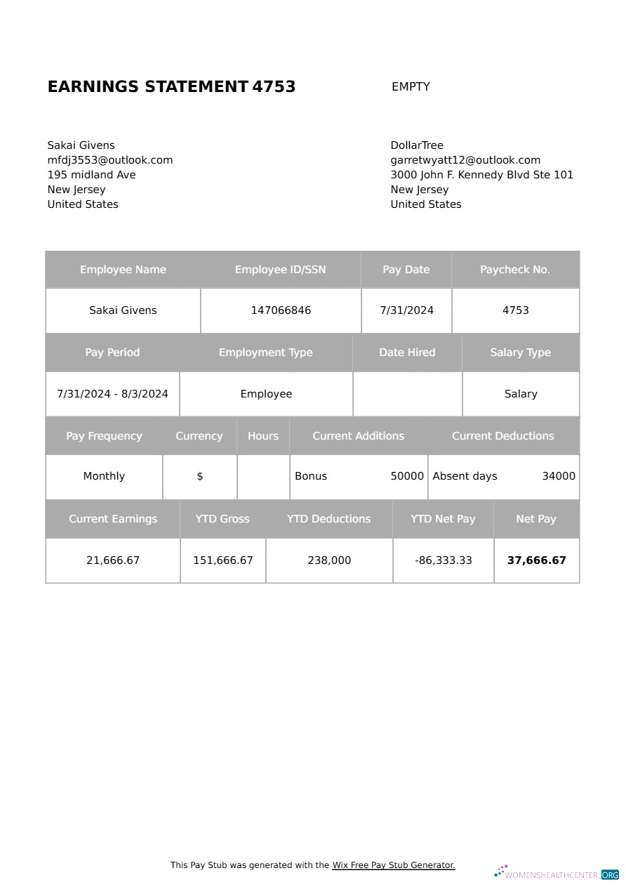 Download DollarTree earning statement template in Word and PDF formats.pdf, 1 Photoshop template